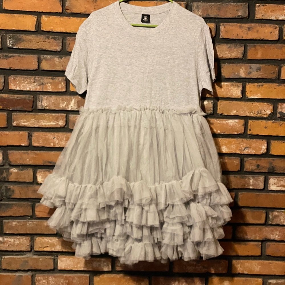 Gray Tulle Layered Dress - Picture 2 of 3